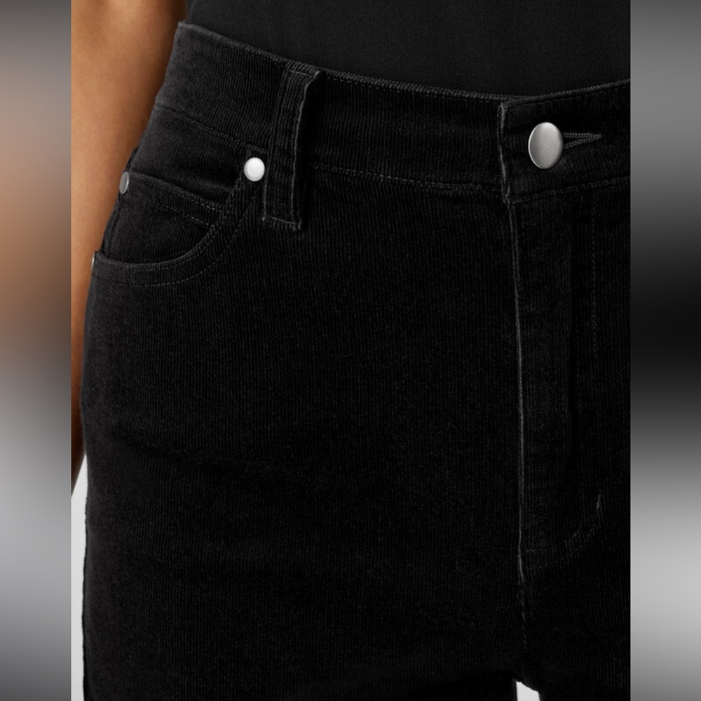 Eileen Fisher Organic Cotton Corduroy Straight Pants XS Petite Black Ankle - Picture 3 of 8